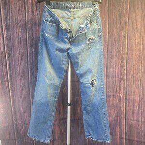 Aeropostale Men’s Slim Bootcut Jeans Distressed Blue Denim 34/30